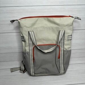 Convertible Backpack Tote‎ Bag Cream Gray Orange Accents Travel Casual